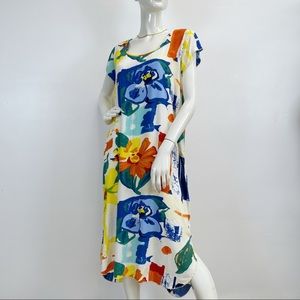 Vintage Jams World bright floral midi caftan dress Size Small